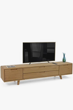 Skandináv dizájn világos fehér tölgy TV-s komód minimalista stílusban